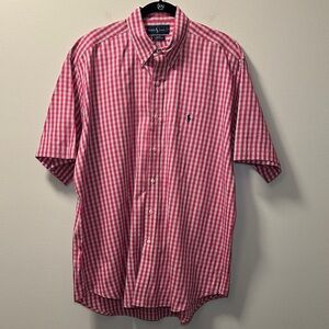 Ralph Lauren Men’s Red Plaid “Blake” Short Sleeve Button Shirt Sz L
